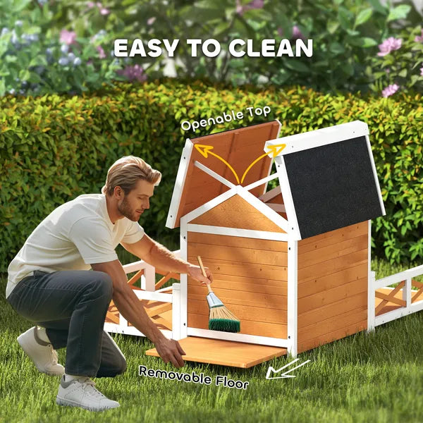 Outdoor Wooden Dog House, Dog Shelter with Large Porch, Weatherproof and Openable Roof, Elevated Base, Removable Floor - product image 6