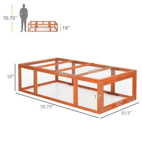 Outdoor Wooden Rabbit Hutch Large Bunny Hutch, Small Animal Habitat with Run, Lockable Doors, Natural Finish - product image 3