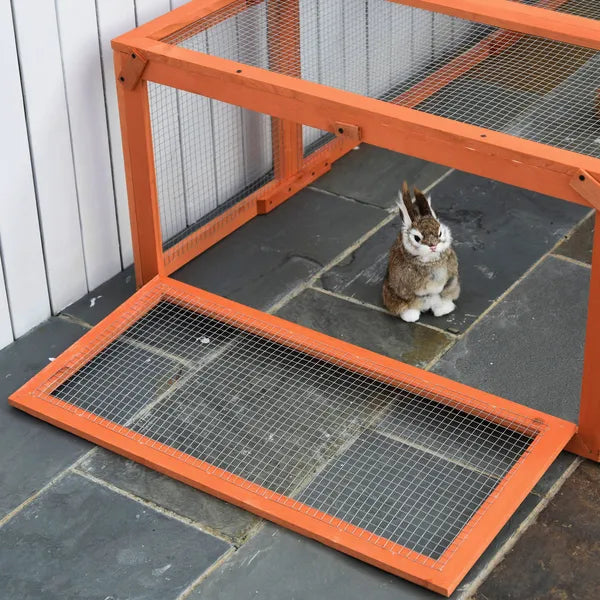 Outdoor Wooden Rabbit Hutch Large Bunny Hutch, Small Animal Habitat with Run, Lockable Doors, Natural Finish - product image 8