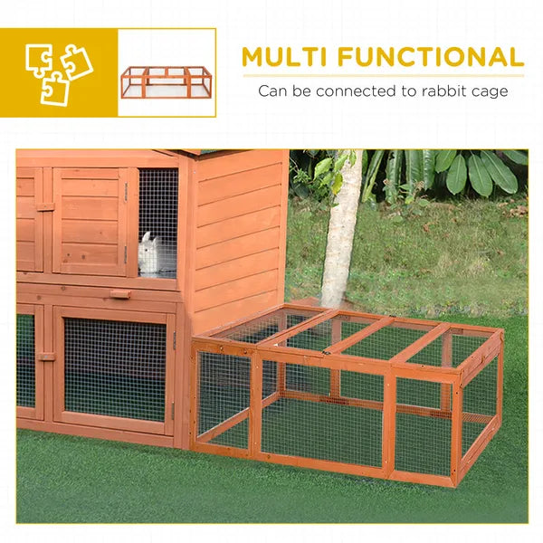 Outdoor Wooden Rabbit Hutch Large Bunny Hutch, Small Animal Habitat with Run, Lockable Doors, Natural Finish - product image 6