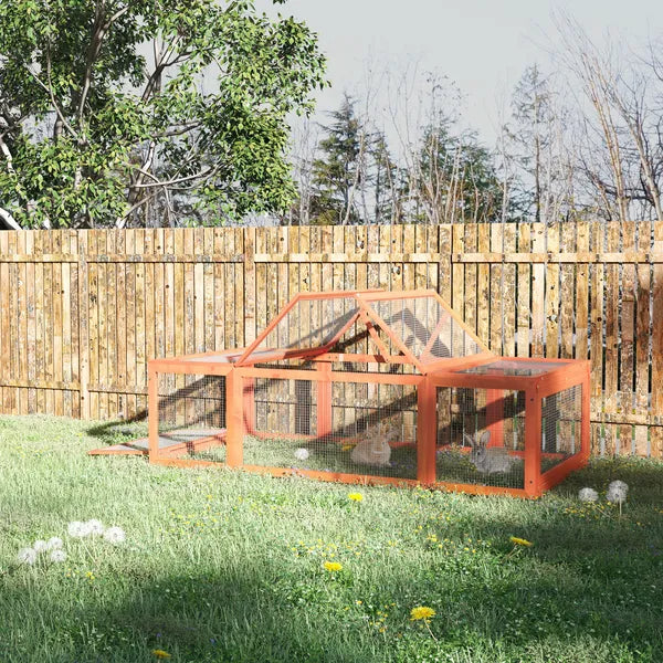 Outdoor Wooden Rabbit Hutch Large Bunny Hutch, Small Animal Habitat with Run, Lockable Doors, Natural Finish - product image 2
