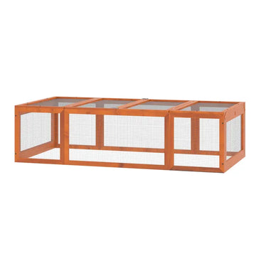 Outdoor Wooden Rabbit Hutch Large Bunny Hutch, Small Animal Habitat with Run, Lockable Doors, Natural Finish - product image 1