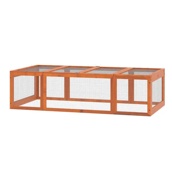 Outdoor Wooden Rabbit Hutch Large Bunny Hutch, Small Animal Habitat with Run, Lockable Doors, Natural Finish - product image 1