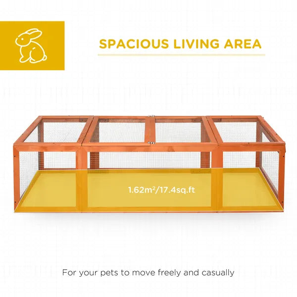 Outdoor Wooden Rabbit Hutch Large Bunny Hutch, Small Animal Habitat with Run, Lockable Doors, Natural Finish - product image 4