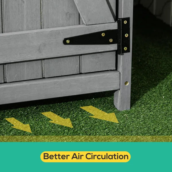 Outdoor Wooden Storage Cabinet Garden Shed Utility Tool Organizer Waterproof Asphalt Roof Lockable Doors 3 Shelves Grey - product image 6