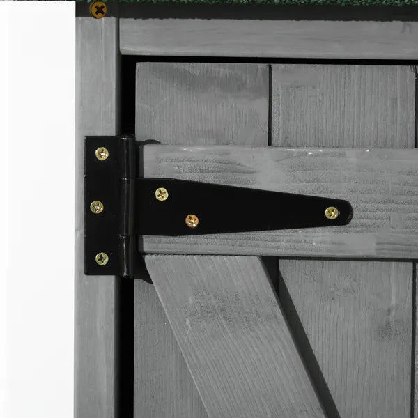 Outdoor Wooden Storage Cabinet Garden Shed Utility Tool Organizer Waterproof Asphalt Roof Lockable Doors 3 Shelves Grey - product image 9