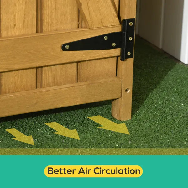 Outdoor Wooden Storage Cabinet Garden Shed Utility Tool Organizer Waterproof Asphalt Roof Lockable Doors 3 Shelves Natural - product image 6