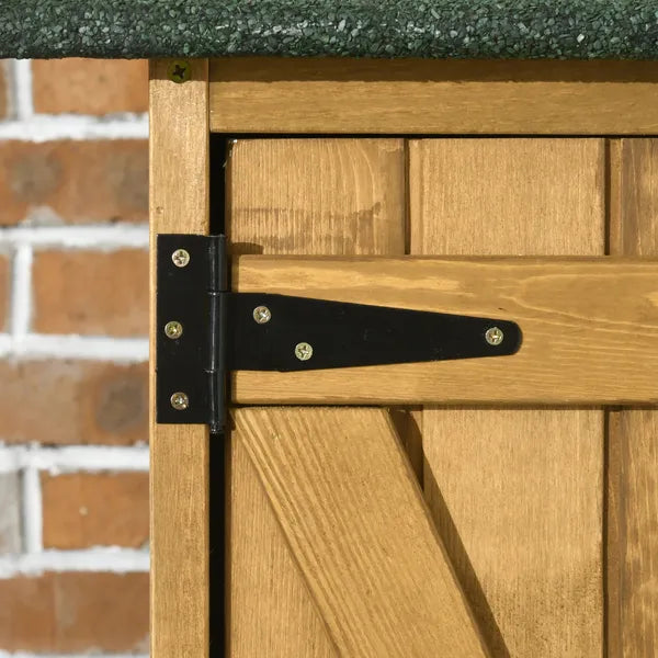 Outdoor Wooden Storage Cabinet Garden Shed Utility Tool Organizer Waterproof Asphalt Roof Lockable Doors 3 Shelves Natural - product image 9