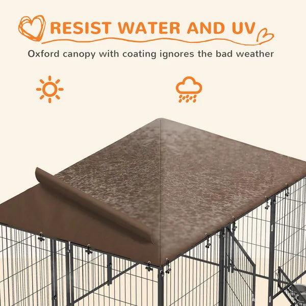 PawHut Outside Dog Kennel, 6.9' x 4.6' x 5' Puppy Play Pen with Canopy, Garden Playpen Fence Crate with Rotating Bowl, Black - product image 5