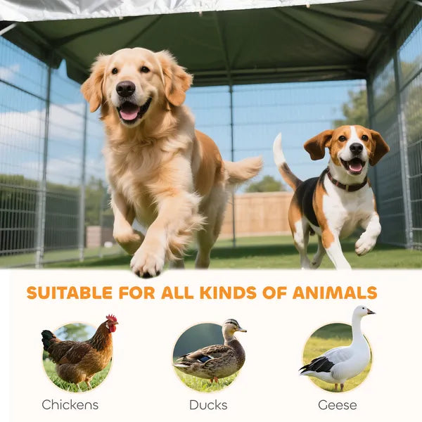 PawHut Outside Dog Kennel, 6.9' x 4.6' x 5' Puppy Play Pen with Canopy, Garden Playpen Fence Crate with Rotating Bowl, Black - product image 9