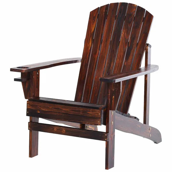 Outsunny Oversized Adirondack Chair, Outdoor Fire Pit and Porch Seating, Classic Log Lounge with Built-in Cupholder for Patio, Lawn, Deck, Brown - product image 11