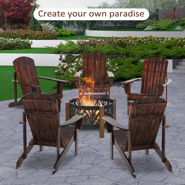 Outsunny Oversized Adirondack Chair, Outdoor Fire Pit and Porch Seating, Classic Log Lounge with Built-in Cupholder for Patio, Lawn, Deck, Brown - product image 8