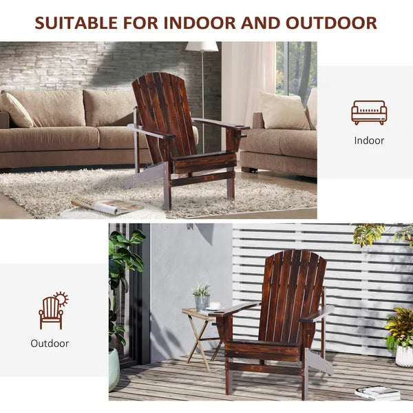 Outsunny Oversized Adirondack Chair, Outdoor Fire Pit and Porch Seating, Classic Log Lounge with Built-in Cupholder for Patio, Lawn, Deck, Brown - product image 7