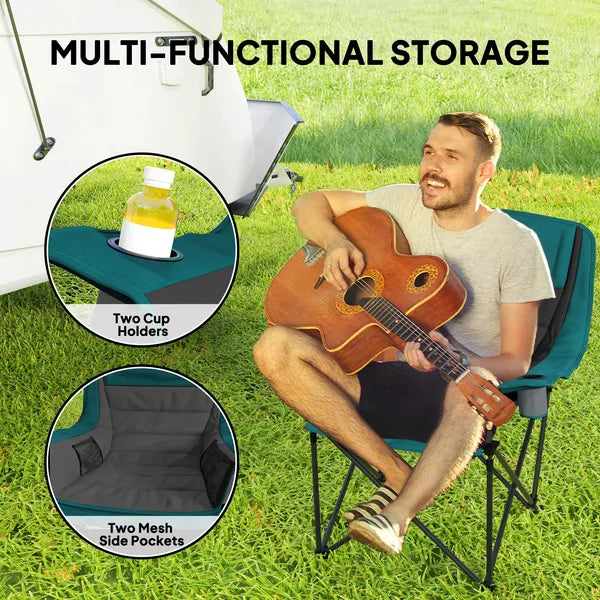 Outsunny Padded Camping Chair for Adults, Portable Folding Camping Chair with Side Pockets, Cup Holders, Carry Bag, Black - product image 5