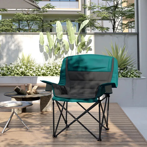 Outsunny Padded Camping Chair for Adults, Portable Folding Camping Chair with Side Pockets, Cup Holders, Carry Bag, Black - product image 9