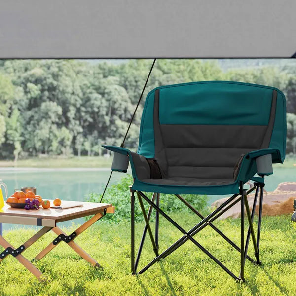 Outsunny Padded Camping Chair for Adults, Portable Folding Camping Chair with Side Pockets, Cup Holders, Carry Bag, Black - product image 7