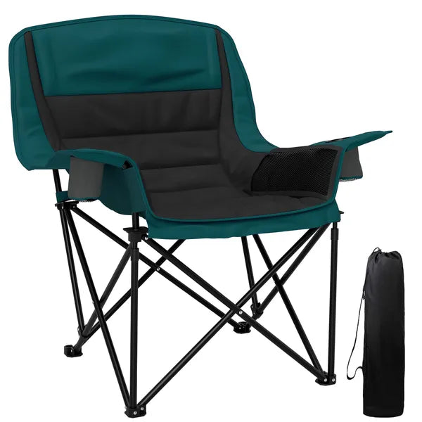 Outsunny Padded Camping Chair for Adults, Portable Folding Camping Chair with Side Pockets, Cup Holders, Carry Bag, Black - product image 11