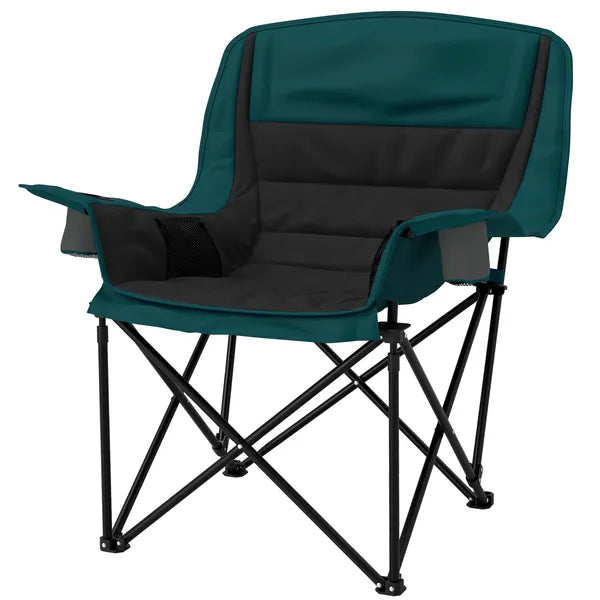 Outsunny Padded Camping Chair for Adults, Portable Folding Camping Chair with Side Pockets, Cup Holders, Carry Bag, Black - product image 1