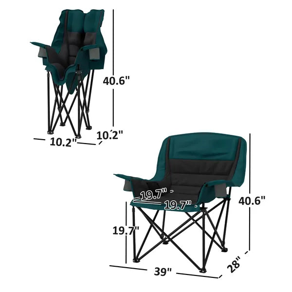 Outsunny Padded Camping Chair for Adults, Portable Folding Camping Chair with Side Pockets, Cup Holders, Carry Bag, Black - product image 3