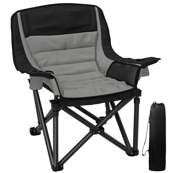 Outsunny Padded Camping Chair for Adults, Portable Folding Camping Chair with Side Pockets, Cup Holders, Carry Bag, Gray - product image 11