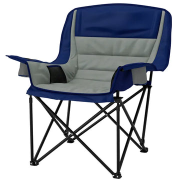 Outsunny Padded Camping Chair for Adults, Portable Folding Camping Chair with Side Pockets, Cup Holders, Carry Bag, Light Gray - product image 1