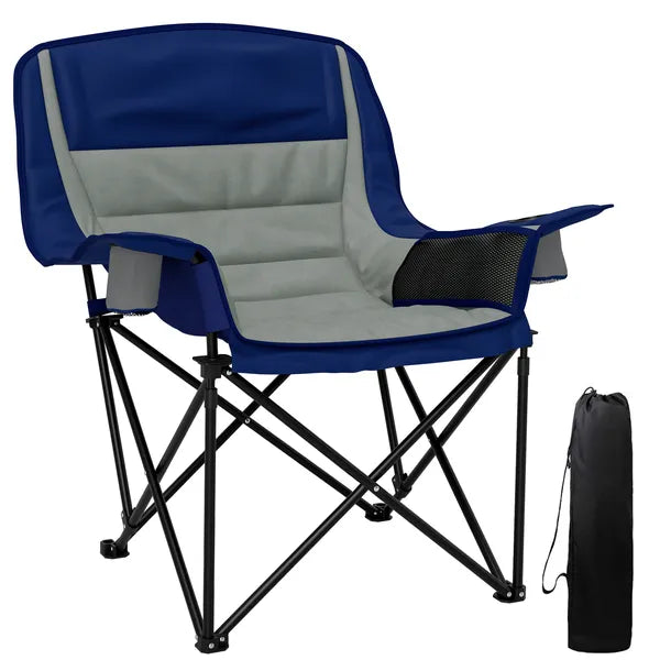 Outsunny Padded Camping Chair for Adults, Portable Folding Camping Chair with Side Pockets, Cup Holders, Carry Bag, Light Gray - product image 11