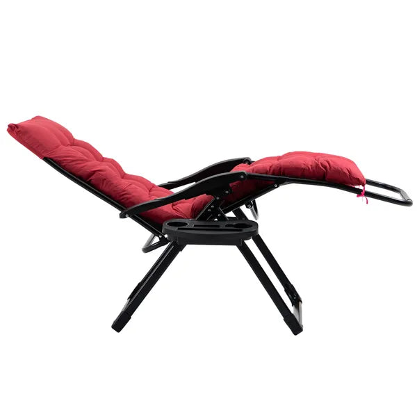 Padded Zero Gravity Chair, Folding Recliner Chair with Cup Holder Cushion, Red - product image 11