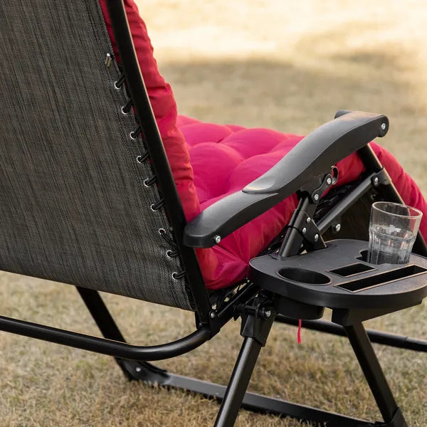 Padded Zero Gravity Chair, Folding Recliner Chair with Cup Holder Cushion, Red - product image 8