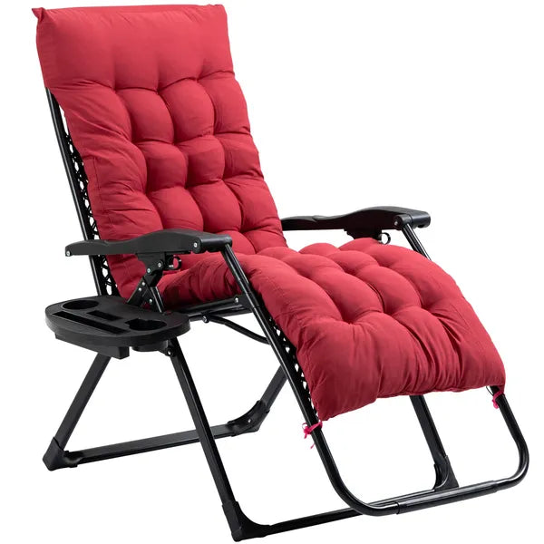 Padded Zero Gravity Chair, Folding Recliner Chair with Cup Holder Cushion, Red - product image 1