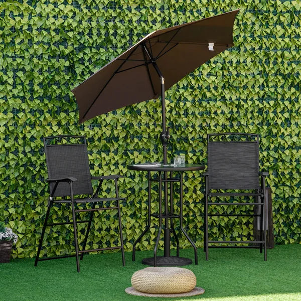Outsunny Patio Bar Set 4 Piece Black for 2 Adjustable Tilt Umbrella Folding Chairs Glass Table - product image 10