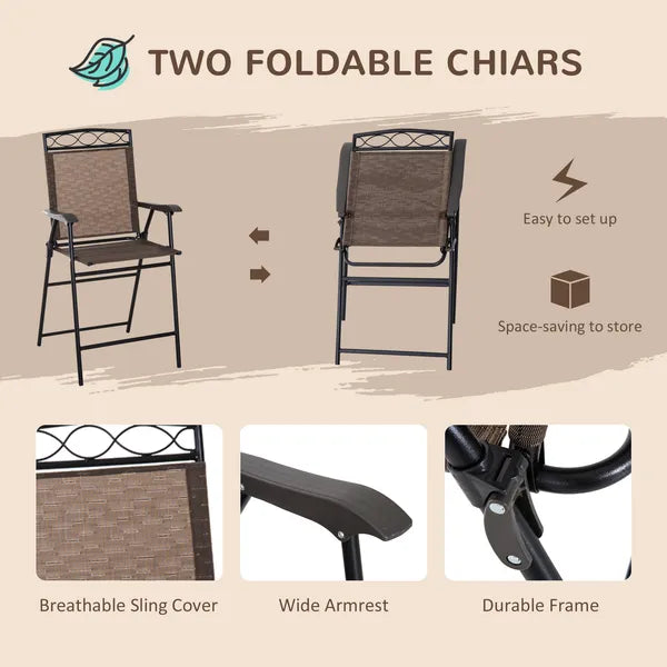 Outsunny Patio Bar Set for 2 with 6 Adjustable Tilt Umbrella Brown Outdoor Bistro Set Folding Chairs - product image 5