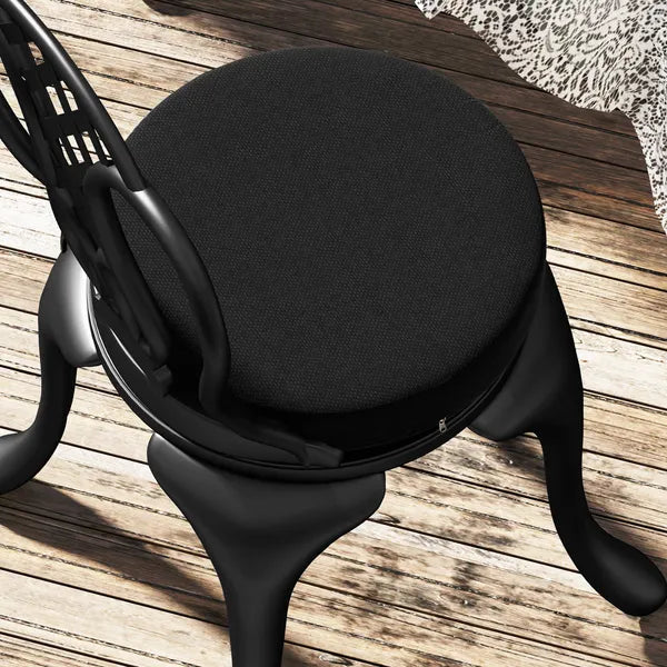 Outsunny Patio Chair Cushions Set of 4 Round Seat Cushions for Dining Bistro Chairs Machine Washable, 15" x 15" x 3", Black - product image 9