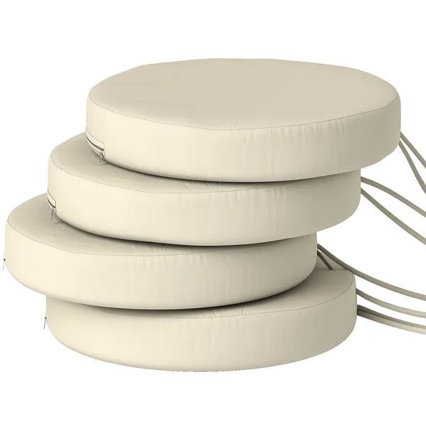 Outsunny Patio Chair Cushions Set of 4 Round Seat Cushions for Dining Bistro Chairs Machine Washable, 15" x 15" x 3", Cream White - product image 1