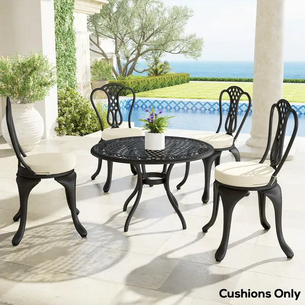 Outsunny Patio Chair Cushions Set of 4 Round Seat Cushions for Dining Bistro Chairs Machine Washable, 15" x 15" x 3", Cream White - product image 8