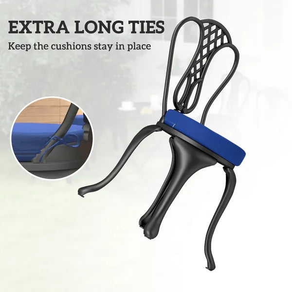 Outsunny Patio Chair Cushions Set of 4 Round Seat Cushions for Dining Bistro Chairs Machine Washable, 15" x 15" x 3", Navy Blue - product image 5