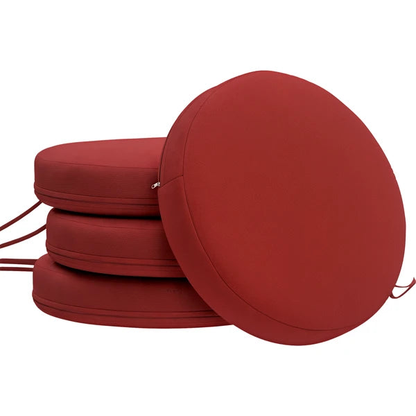 Outsunny Patio Chair Cushions Set of 4 Round Seat Cushions for Dining Bistro Chairs Machine Washable, 15" x 15" x 3", Wine Red - product image 11