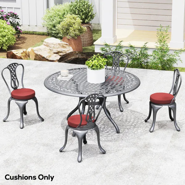 Outsunny Patio Chair Cushions Set of 4 Round Seat Cushions for Dining Bistro Chairs Machine Washable, 15" x 15" x 3", Wine Red - product image 10