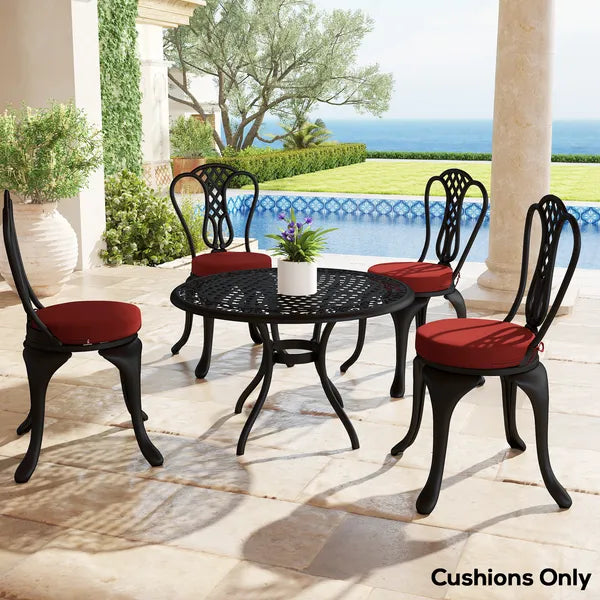 Outsunny Patio Chair Cushions Set of 4 Round Seat Cushions for Dining Bistro Chairs Machine Washable, 15" x 15" x 3", Wine Red - product image 8
