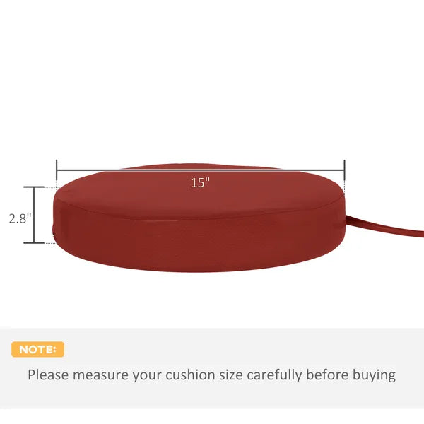 Outsunny Patio Chair Cushions Set of 4 Round Seat Cushions for Dining Bistro Chairs Machine Washable, 15" x 15" x 3", Wine Red - product image 3