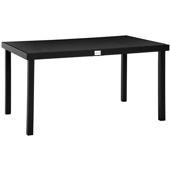Patio Dining Table for 6, Rectangular Aluminum Outdoor Table for Garden Lawn Backyard, Black - product image 1