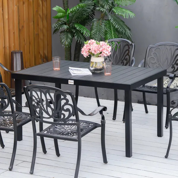 Patio Dining Table for 6, Rectangular Aluminum Outdoor Table for Garden Lawn Backyard, Black - product image 10