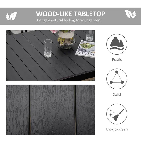 Patio Dining Table for 6, Rectangular Aluminum Outdoor Table for Garden Lawn Backyard, Black - product image 4