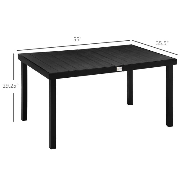 Patio Dining Table for 6, Rectangular Aluminum Outdoor Table for Garden Lawn Backyard, Black - product image 3