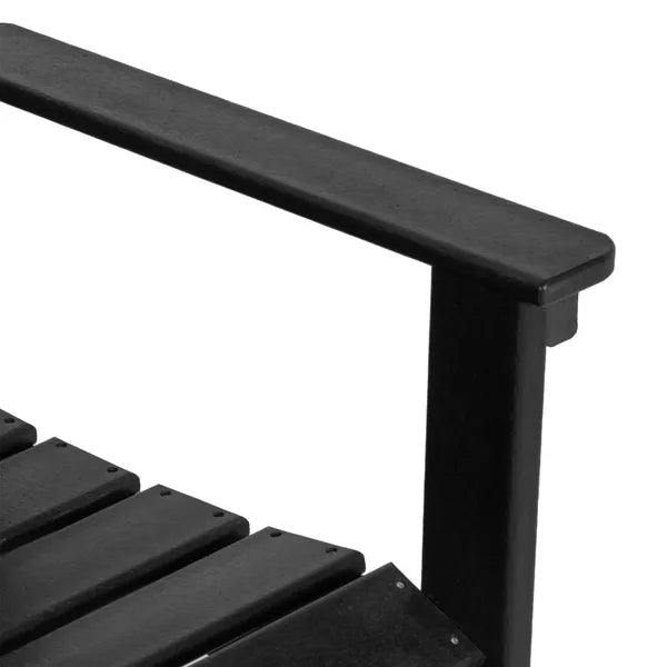Patio Glider Bench HDPE Slatted Double Rocking Chair Outdoor Seating in Sleek Black - product image 7