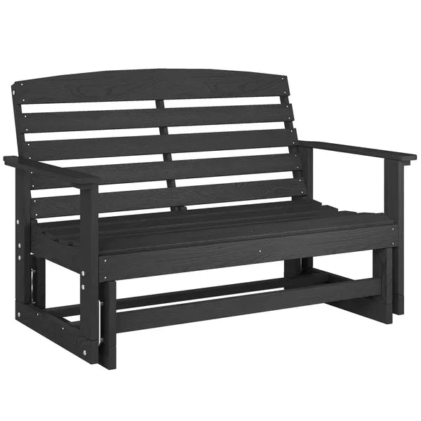 Outsunny Patio Glider Bench with HDPE Slatted Double Rocking Chair, Distressed Black - product image 11
