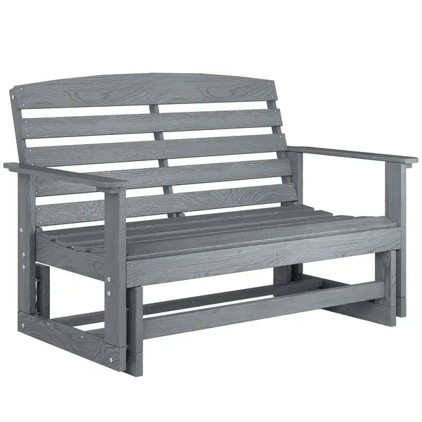 Patio Glider Bench with HDPE Slatted Double Rocking Chair, Distressed Gray - product image 1