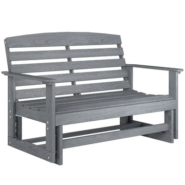 Patio Glider Bench with HDPE Slatted Double Rocking Chair, Distressed Gray - product image 1