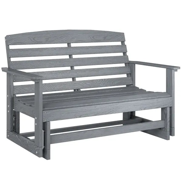 Patio Glider Bench with HDPE Slatted Double Rocking Chair, Distressed Gray - product image 11