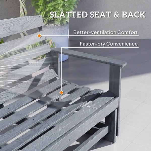 Patio Glider Bench with HDPE Slatted Double Rocking Chair, Distressed Gray - product image 7