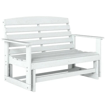 Patio Glider Bench with HDPE Slatted Double Rocking Chair, Distressed White - product image 1